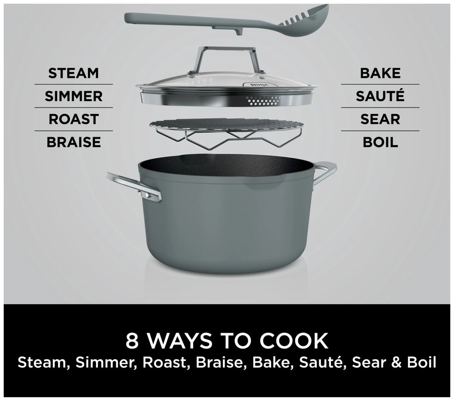 Ninja Zerostick 30cm Non Stick Aluminium Possible Pot -Grey 3 Ninja Zerostick 30cm Non Stick Aluminium Possible Pot -Grey - Image 3