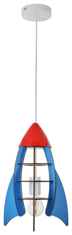 Glow Kids Rocket Ceiling Pendant Light - Blue & Red -Chic Household Items 1151374 R Z002A