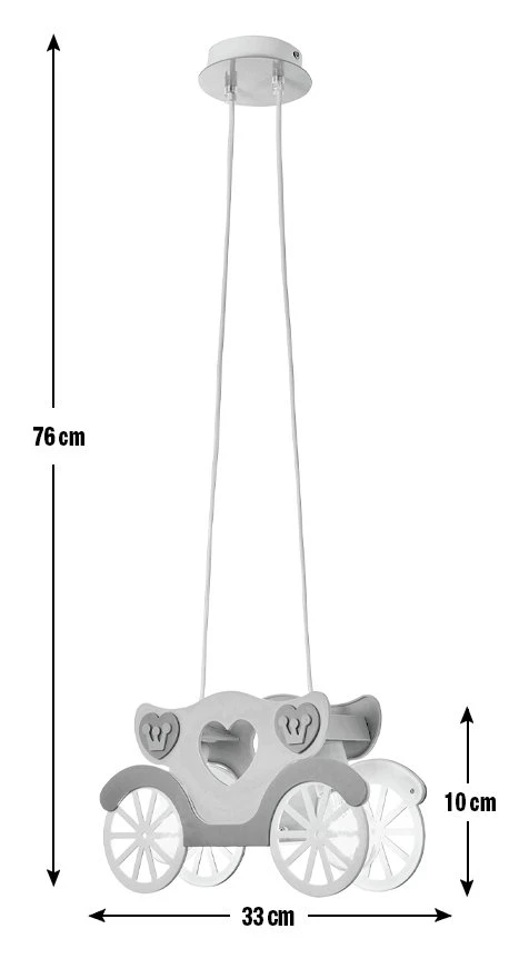Glow Kids Princess Carriage Pendant Light - Pink & White 3 Glow Kids Princess Carriage Pendant Light - Pink & White - Image 3