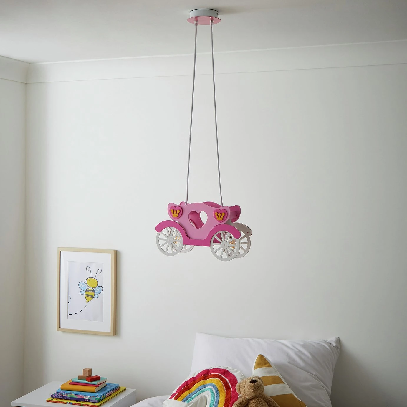 Glow Kids Princess Carriage Pendant Light - Pink & White 1 Glow Kids Princess Carriage Pendant Light - Pink & White