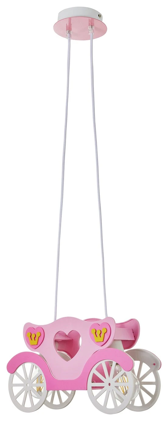 Glow Kids Princess Carriage Pendant Light - Pink & White 4 Glow Kids Princess Carriage Pendant Light - Pink & White - Image 4