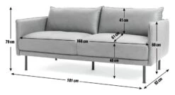 Habitat Moore Leather 3 Seater Sofa - Dark Grey -Chic Household Items 1159455 R E001