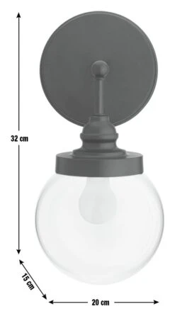 Habitat Globe Metal Bathroom Wall Light - Black -Chic Household Items 1233773 R E001