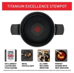 Tefal Titanium Excellence 24cm Aluminium Stock Pot - Black -Chic Household Items 1303830 R Z003A