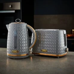 Tower T20054GRY Empire 2 Slice Toaster - Grey -Chic Household Items 1345324 R Z008A