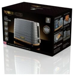 Tower T20054GRY Empire 2 Slice Toaster - Grey -Chic Household Items 1345324 R Z009A