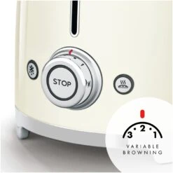 Smeg TSF01CRUK 50's Style Retro 2 Slice Toaster - Cream -Chic Household Items 1346804 R Z004A