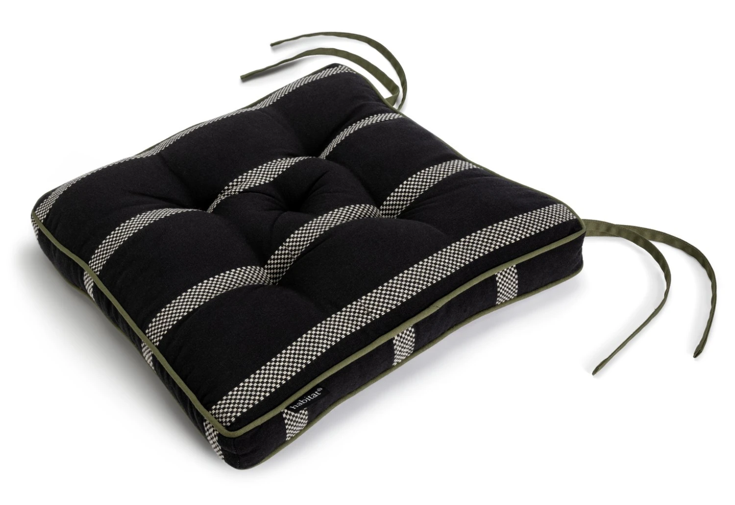 Habitat Woven Stripe Pack Of 2 Seat Cushion - Black 1 Habitat Woven Stripe Pack Of 2 Seat Cushion - Black