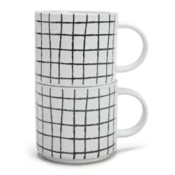 Habitat Grid Set Of 4 Mugs - White -Chic Household Items 1402944 R Z002A