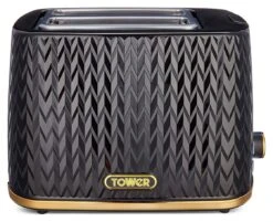 Tower T20054BLK Empire 2 Slice Toaster - Black -Chic Household Items 1484230 R Z002A
