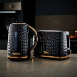 Tower T20054BLK Empire 2 Slice Toaster - Black -Chic Household Items 1484230 R Z006A