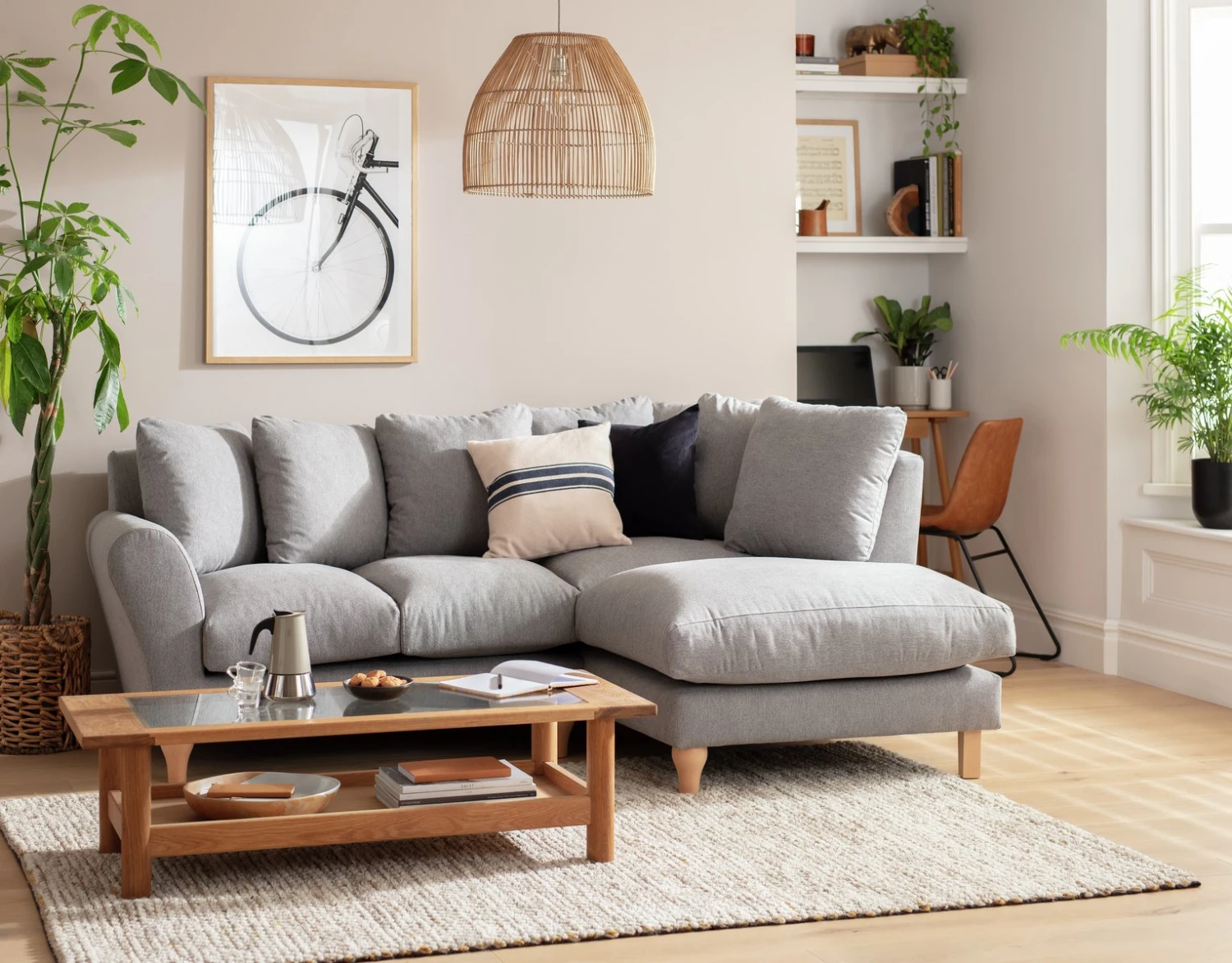 Habitat Carrie Fabric Right Hand Corner Chaise Sofa - Grey 2 Habitat Carrie Fabric Right Hand Corner Chaise Sofa - Grey - Image 2