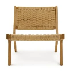 Habitat Faro Woven Paper Rope And Oak Accent Chair - Natural -Chic Household Items 1950991 R Z001A