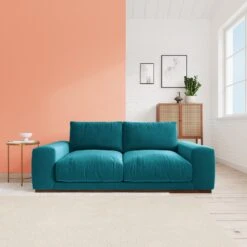 Swoon Denver Velvet 2 Seater Sofa- Kingfisher Blue -Chic Household Items 1972601 R Z001C