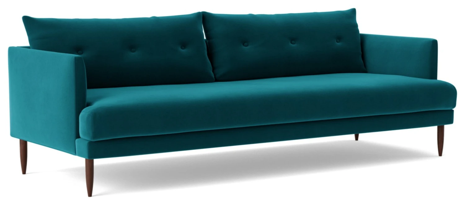 Swoon Kalmar Velvet 3 Seater Sofa- Kingfisher Blue 7 Swoon Kalmar Velvet 3 Seater Sofa- Kingfisher Blue - Image 7