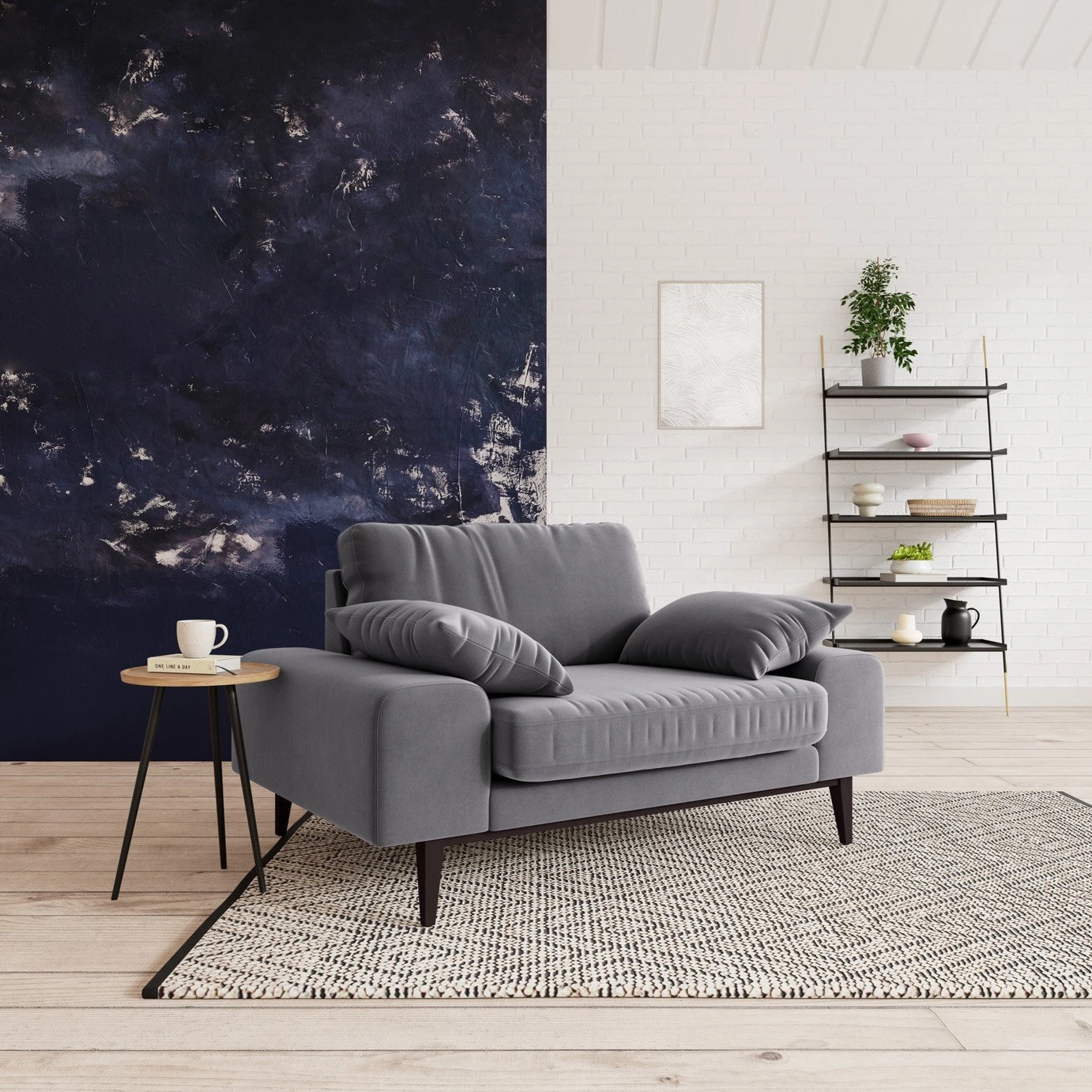 Swoon Tulum Velvet Cuddle Chair - Granite Grey 2 Swoon Tulum Velvet Cuddle Chair - Granite Grey - Image 2