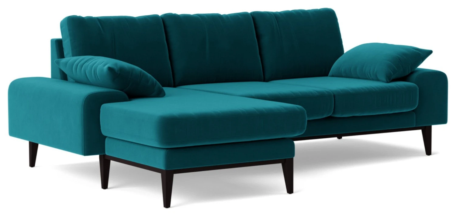 Swoon Tulum Velvet Left Hand Corner Sofa - Kingfisher Blue 1 Swoon Tulum Velvet Left Hand Corner Sofa - Kingfisher Blue