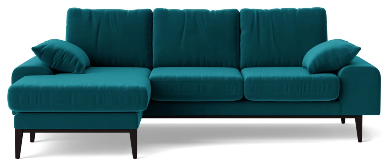 Swoon Tulum Velvet Left Hand Corner Sofa - Kingfisher Blue 6 Swoon Tulum Velvet Left Hand Corner Sofa - Kingfisher Blue - Image 6