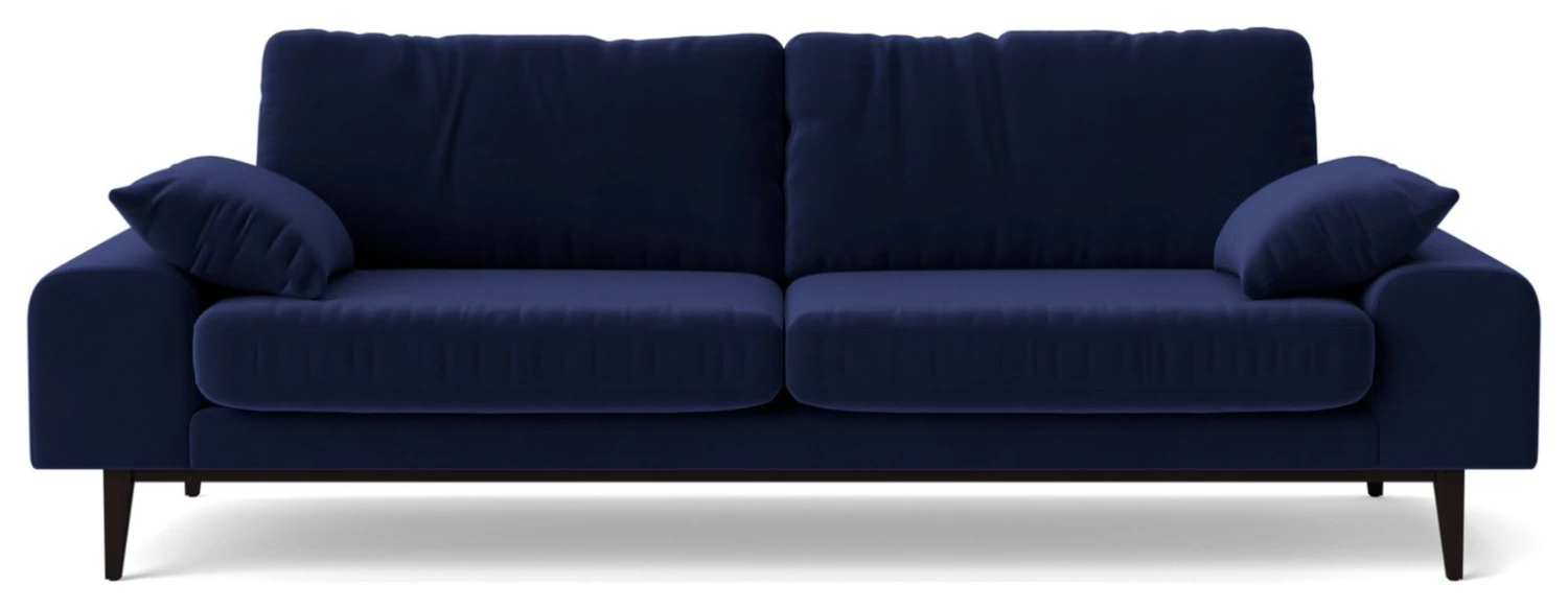 Swoon Tulum Velvet 3 Seater Sofa - Ink Blue 1 Swoon Tulum Velvet 3 Seater Sofa - Ink Blue