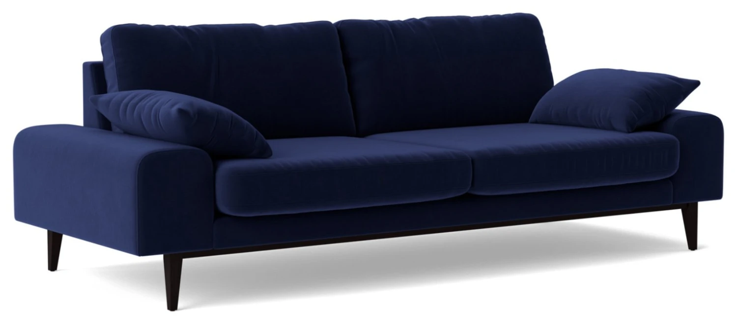 Swoon Tulum Velvet 3 Seater Sofa - Ink Blue 8 Swoon Tulum Velvet 3 Seater Sofa - Ink Blue - Image 8