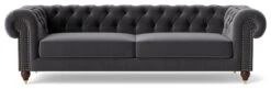 Swoon Winston Velvet 4 Seater Sofa - Granite Grey