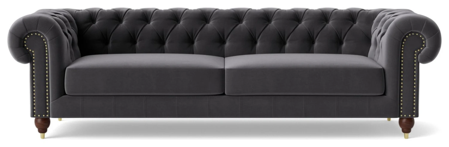 Swoon Winston Velvet 4 Seater Sofa - Granite Grey 1 Swoon Winston Velvet 4 Seater Sofa - Granite Grey