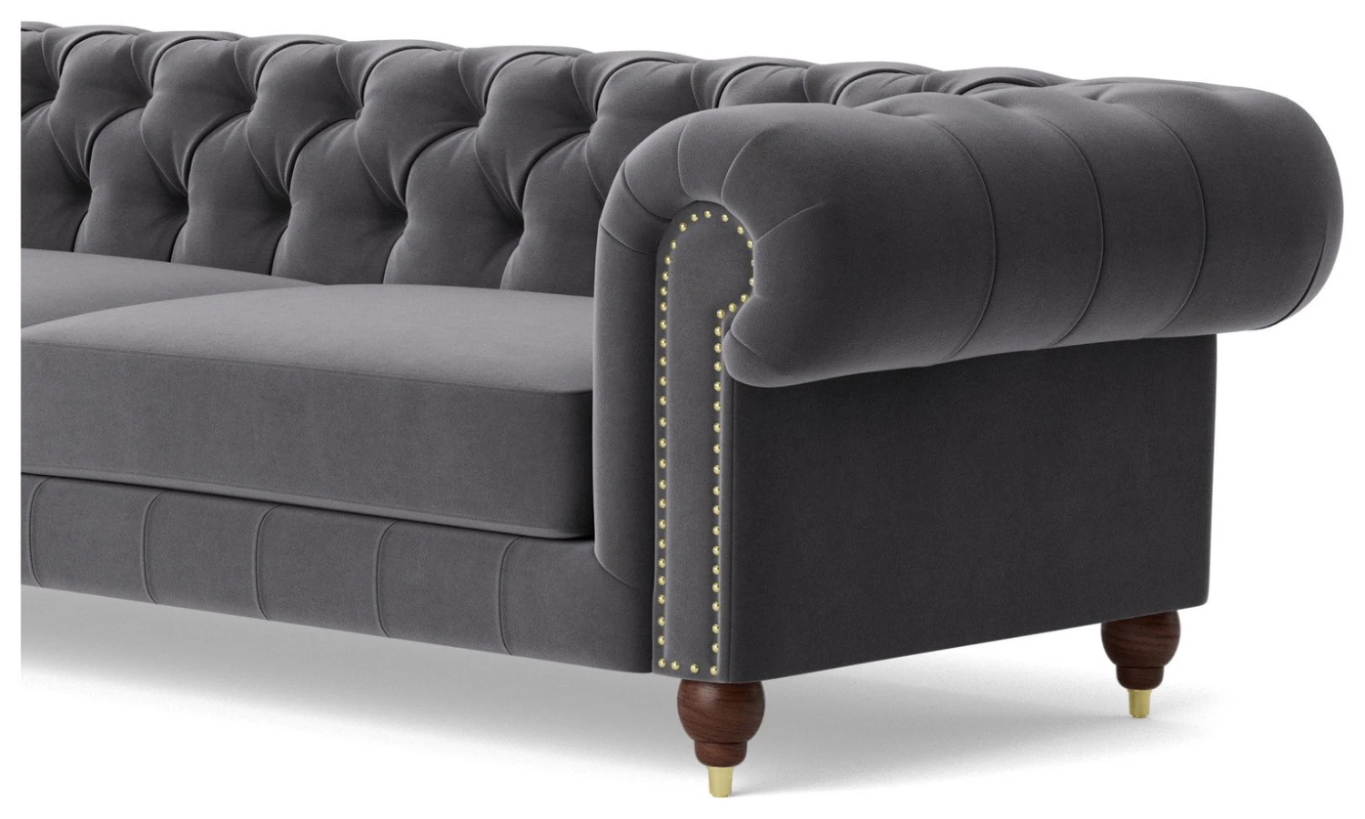 Swoon Winston Velvet 4 Seater Sofa - Granite Grey 6 Swoon Winston Velvet 4 Seater Sofa - Granite Grey - Image 6