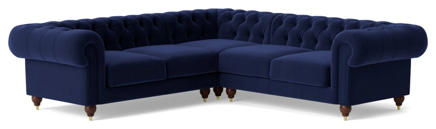 Swoon Winston Velvet 5 Seater Corner Sofa - Ink Blue 1 Swoon Winston Velvet 5 Seater Corner Sofa - Ink Blue
