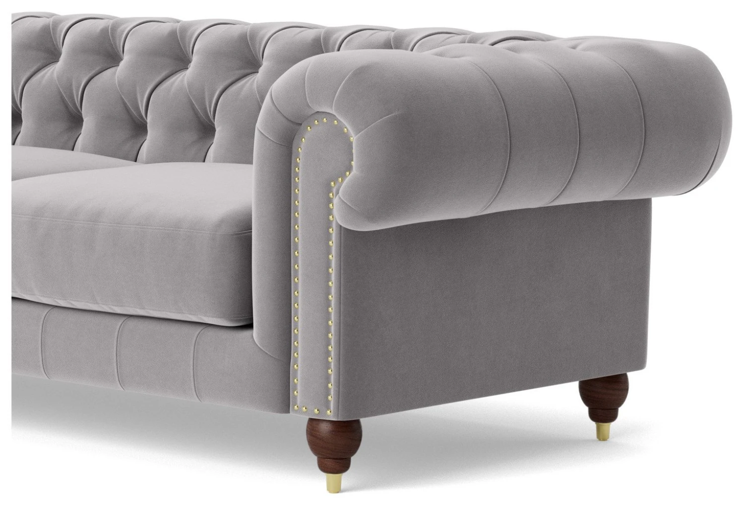 Swoon Winston Velvet 3 Seater Sofa - Silver Grey 6 Swoon Winston Velvet 3 Seater Sofa - Silver Grey - Image 6