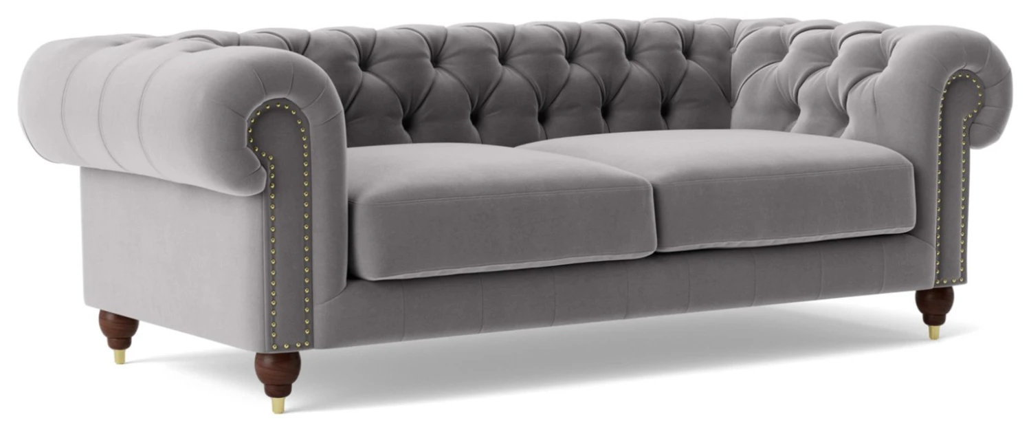 Swoon Winston Velvet 3 Seater Sofa - Silver Grey 8 Swoon Winston Velvet 3 Seater Sofa - Silver Grey - Image 8