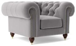 Swoon Winston Velvet Armchair - Silver Grey -Chic Household Items 1995554 R Z002A