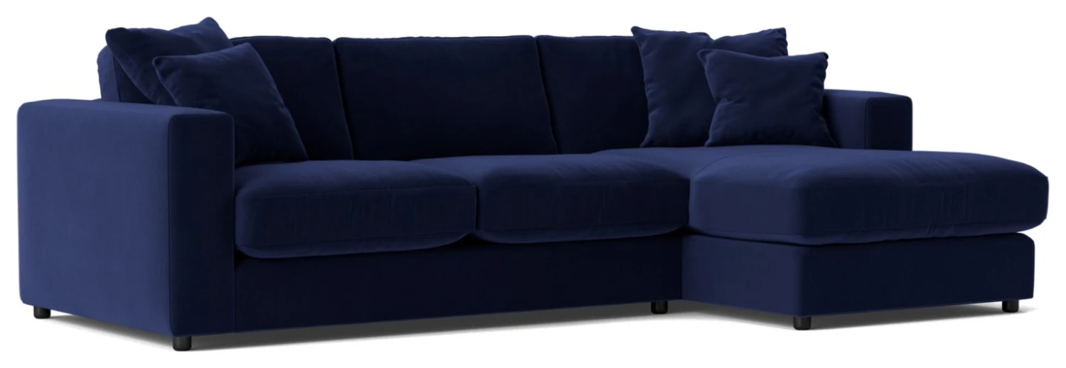 Swoon Althaea Velvet Right Hand Corner Sofa - Ink Blue 1 Swoon Althaea Velvet Right Hand Corner Sofa - Ink Blue