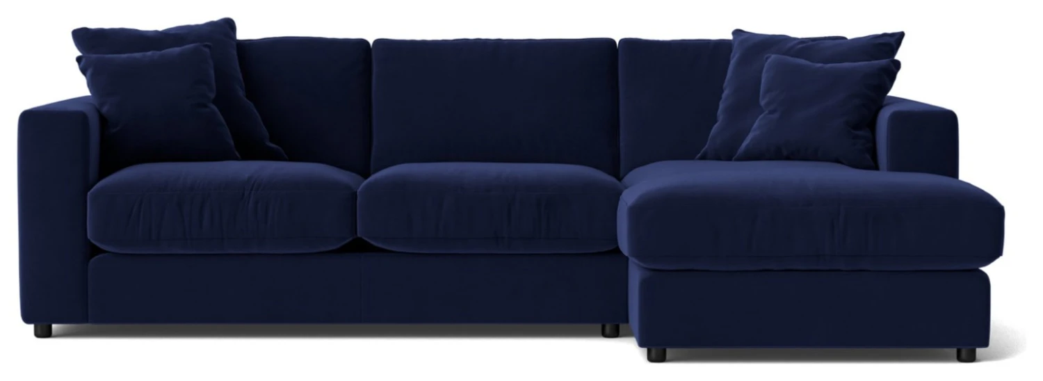 Swoon Althaea Velvet Right Hand Corner Sofa - Ink Blue 5 Swoon Althaea Velvet Right Hand Corner Sofa - Ink Blue - Image 5