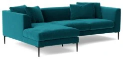Swoon Alena Velvet Left Hand Corner Sofa - Kingfisher Blue