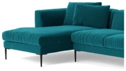 Swoon Alena Velvet Left Hand Corner Sofa - Kingfisher Blue -Chic Household Items 1999835 R Z004A