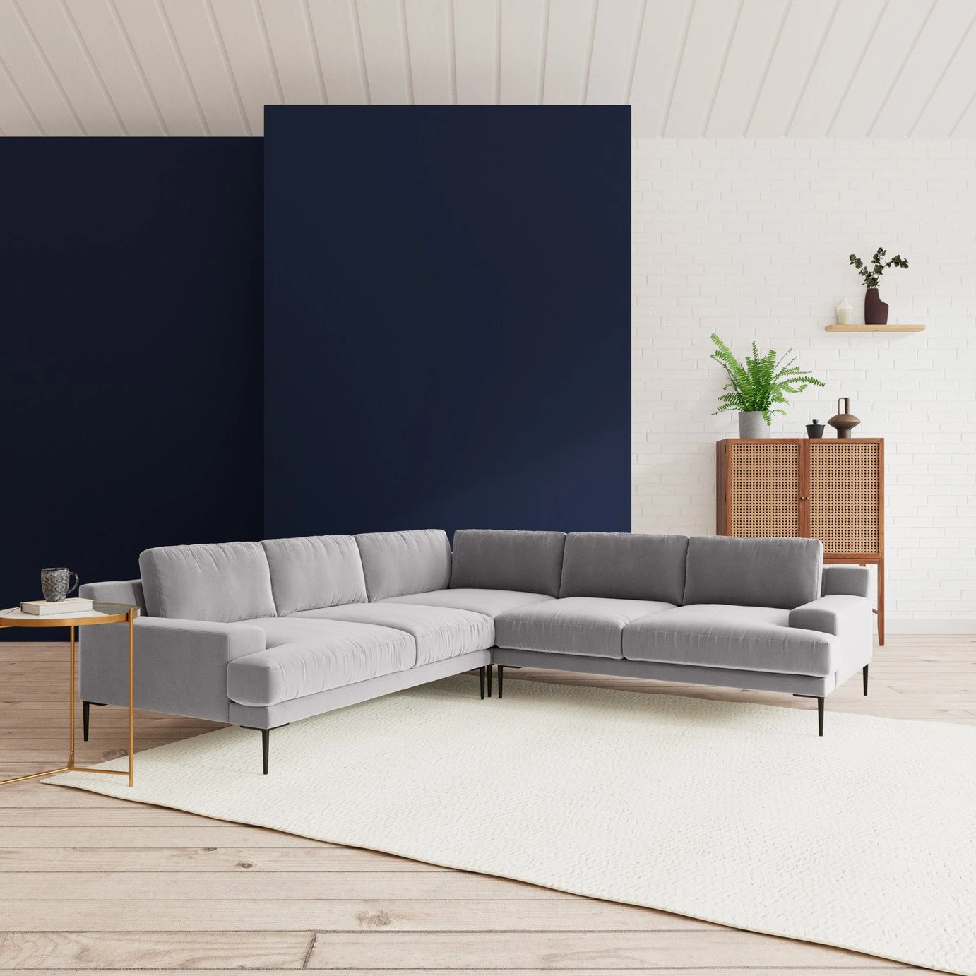 Swoon Almera Velvet 5 Seater Corner Sofa - Silver Grey 2 Swoon Almera Velvet 5 Seater Corner Sofa - Silver Grey - Image 2