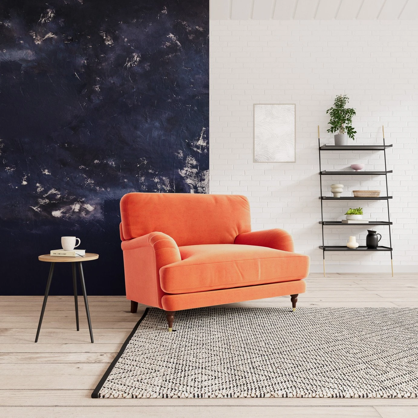 Swoon Charlbury Velvet Cuddle Chair - Burnt Orange 2 Swoon Charlbury Velvet Cuddle Chair - Burnt Orange - Image 2