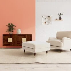 Swoon Charlbury Velvet Ottoman Footstool - Taupe -Chic Household Items 2006198 R Z001C