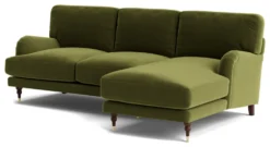 Swoon Charlbury Velvet Right Hand Corner Sofa - Fern Green
