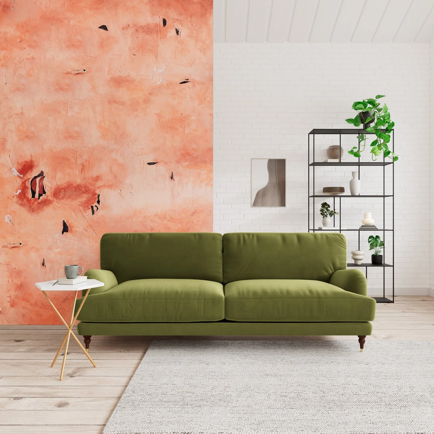 Swoon Charlbury Velvet 3 Seater Sofa - Fern Green 2 Swoon Charlbury Velvet 3 Seater Sofa - Fern Green - Image 2