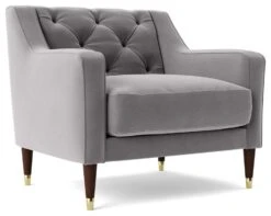 Swoon Pritchard Velvet Armchair - Silver Grey -Chic Household Items 2007795 R Z002A