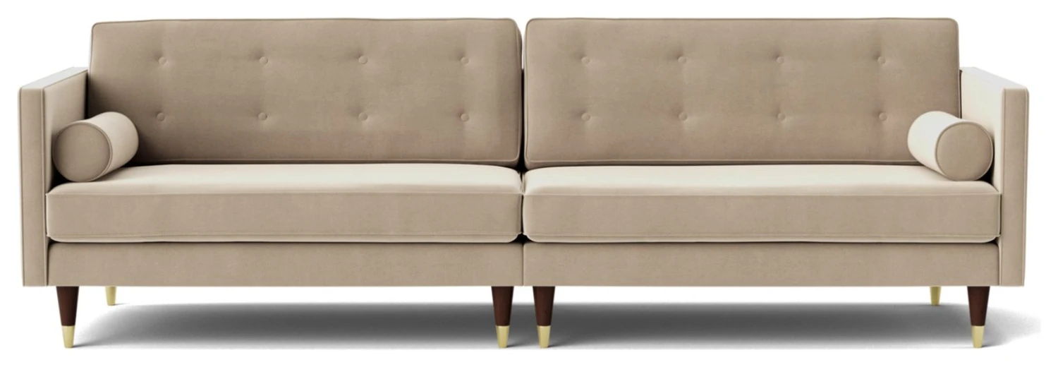 Swoon Porto Velvet 4 Seater Sofa - Taupe 1 Swoon Porto Velvet 4 Seater Sofa - Taupe