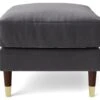 Swoon Rieti Velvet Ottoman Footstool - Granite Grey