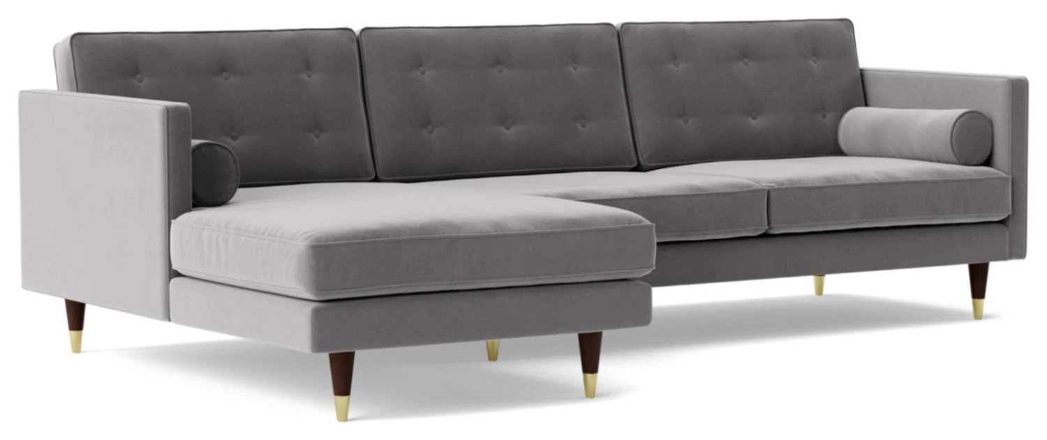 Swoon Porto Velvet Left Hand Corner Sofa - Silver Grey 1 Swoon Porto Velvet Left Hand Corner Sofa - Silver Grey