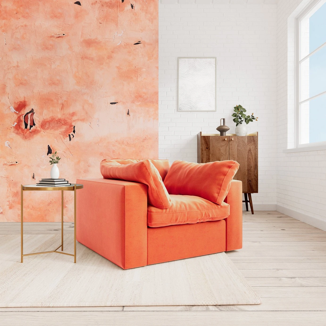 Swoon Seattle Velvet Armchair - Burnt Orange 2 Swoon Seattle Velvet Armchair - Burnt Orange - Image 2