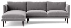Swoon Luna Velvet Left Hand Corner Sofa - Silver Grey -Chic Household Items 2021795 R Z003A