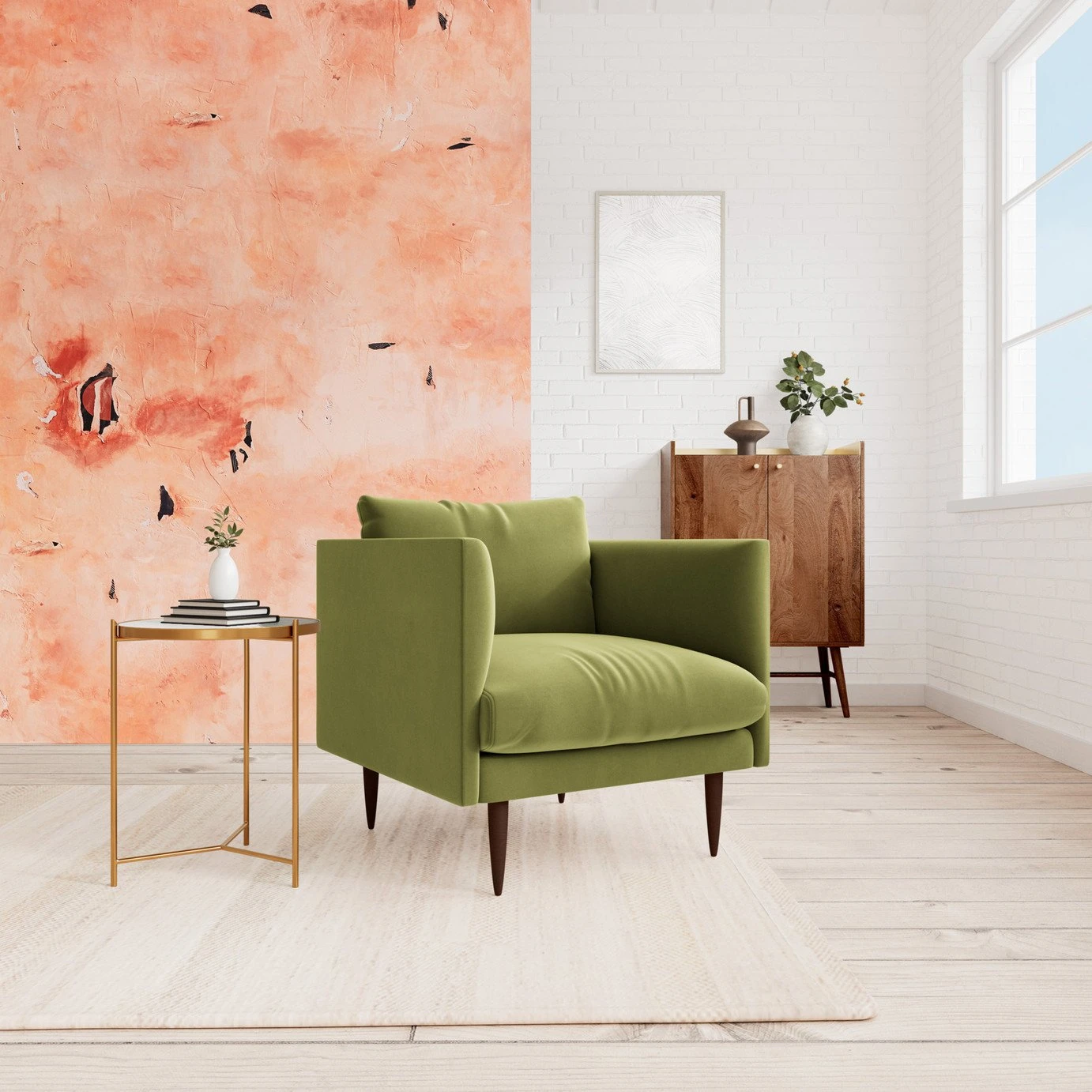 Swoon Luna Velvet Armchair - Fern Green 2 Swoon Luna Velvet Armchair - Fern Green - Image 2