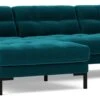 Swoon Landau Velvet Left Hand Corner Sofa - Kingfisher Blue