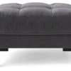 Swoon Landau Velvet Ottoman Footstool - Granite Grey