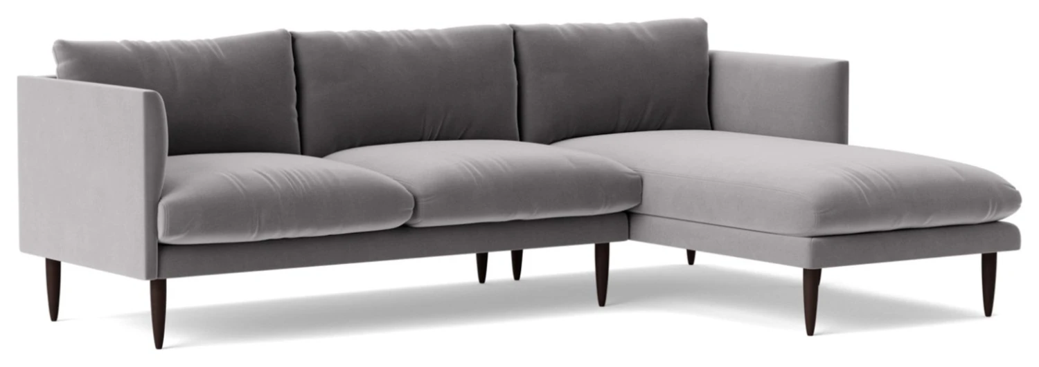 Swoon Luna Velvet Right Hand Corner Sofa - Silver Grey 1 Swoon Luna Velvet Right Hand Corner Sofa - Silver Grey